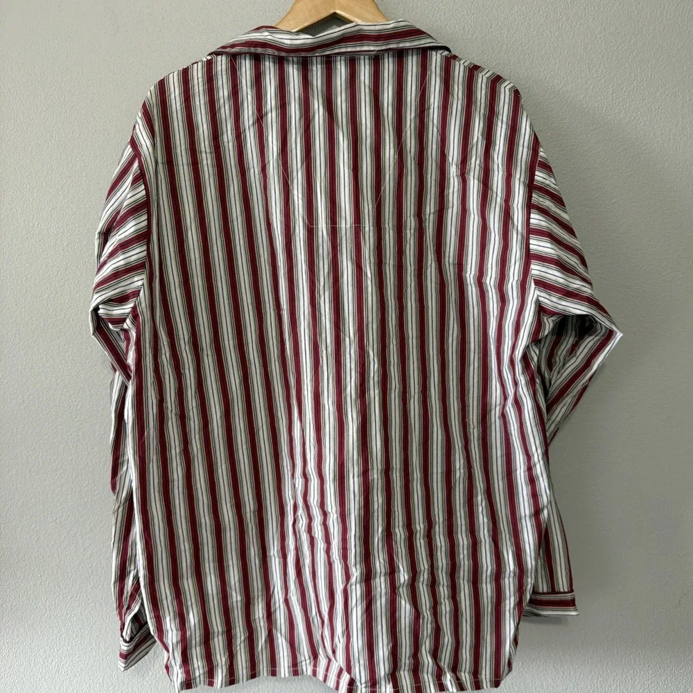 Manhattan VTG Men's 2 Piece Striped Pajama Set XL Bottoms & Top Button 1970's